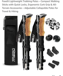 Foxelli Lightweight Trekking Poles – Compact Walking Sticks with Quick Locks, - Picture 1 of 8