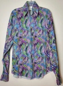 Costume B&K Enterprises manica a sbuffo psichedelico vortice anni 70 collo grande pavone - Foto 1 di 8