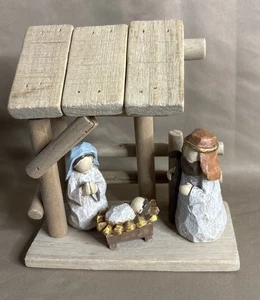 Christmas Nativity Scene Wood Holiday Home Decoration Baby Jesus - Picture 1 of 8