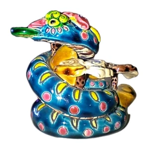 Okimono Taiwan Cochine Ware Sternzeichen Schlange Figur Keramik chinesisches Symbol der Weisheit - Bild 1 von 14
