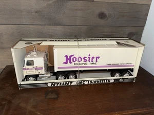 VINTAGE NYLINT STEEL HOOSIER RACING TIRE GMC 18-WHEELER SEMI-TRUCK WITH BOX FS - Picture 1 of 4