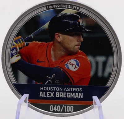 Alex Bregman MLB Trading Coin 1 oz Silver Niue - NZ Mint 040/100 .999 Pure 2024 - Image 1 of 4