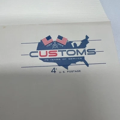 Lot of 25 US 4 Cent Postal Cards Postcards Unused 1964 Customs 175 Years Service - Image 1 of 3