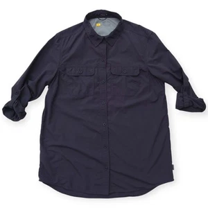 Eddie Bauer Travex Shirt Women M Black Grey UPF Vented Roll Tab Sleeve Ripstop - Imagen 1 de 14