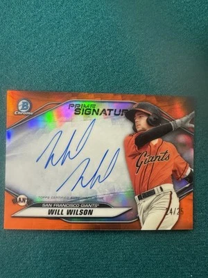 2020 Bowman Chrome Will Wilson Prime Signatures Orange Autograph /25 Color Match - Image 1 of 2