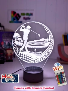 GOLF COURSE PLAYER ON PAR PERSONALISED 3D LED Night Light 7 Colour Changing Lamp - Picture 1 of 18