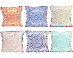 Indian Ombre Mandala Cushion Cover Cotton Pillow Covers 16X16 Home Decor Pillows - Picture 1 of 34