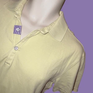 Robert Graham Factory Frayed Yellow Pique Polo Shirt Size Medium #42 - Picture 1 of 4