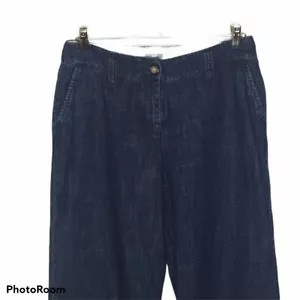 J Jill Womens Wide Leg Trouser Jeans Sz 8 Flat Front Dark Wash Denim 100% Cotton - Picture 1 of 5