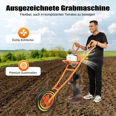 3HP 2-Stroke Post Hole Digger Gasoline Power 63CC Auger Ground Drill Machine+Bit - Image 1 of 4