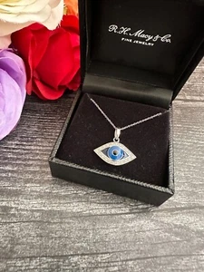 NWT EFFY Diamond (1/10 ct. t.w.) & Enamel Evil Eye 18" Pendant Necklace - Picture 1 of 8