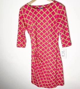 J. McLaughlin Bamboo Lattice Print Catalina Cloth Midi Dress 3/4 Sleeve, Size XS - Picture 1 of 6