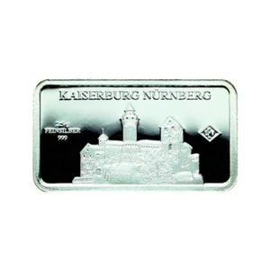 Barra de lingote de plata Alemania prueba 2,5 g monumentos castillo imperial de Núremberg 03855 - Imagen 1 de 3