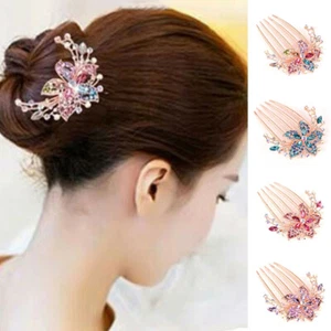 Hair Accessories Diamante Crystal Bridal Rhinestone Hair Comb Pins Clips Wedding - Picture 1 of 17