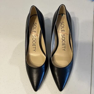 Sole Society Andorra High Heeled Slip On Shoes Pointed Black 8 M / 39 NEW - Picture 1 of 14