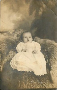 Dorothy Lea Rice Peterson Sitting in Plush Fur~Coffey RPPC c1913 Anna Burnett - Picture 1 of 2