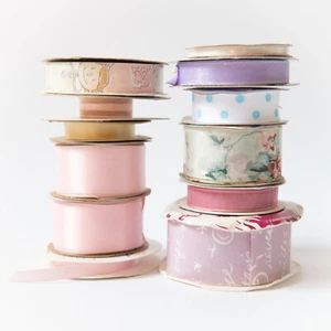 Assorted Mixed Lot of Pastel Ribbon Partial Rolls Vintage & Modern Spring Easter - Picture 1 of 9