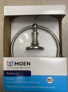 MOEN DN6786BN DANBURY SPOT RESIST TOWEL RING BRUSHED NICKEL BRAND NEW - Picture 1 of 6