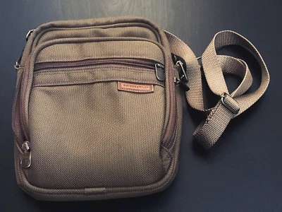 Briggs & Riley Brown Travel Crossbody Padded Document Accessories Organizer Bag - Image 1 of 4