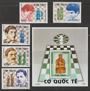 1994 Vietnam Stamps and Souvenir Sheet Chess Scott # 2496-2501 MNH - Picture 1 of 1