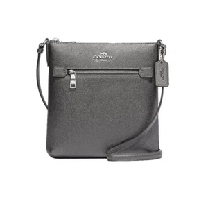 Coach Mini Rowan File Bag Crossgrain Leather Crossbody Metallic Gunmetal CE702 - Picture 1 of 4