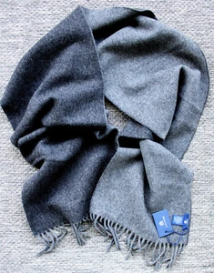 GANT - SCHAL WOLLSCHAL FRANSEN - TWO FACE WOVEN SCARF - 100 % WOLLE - GRAU - NEU - Bild 1 von 12