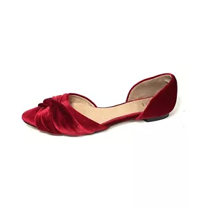 J. Jill Shoes Women’s Size 9 Red D’Orsay Flats Pointed Toe Slip On Velvet EUC - Picture 1 of 12