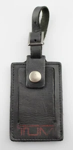 TUMI 'Alpha' Black / Red Leather Luggage Tag - Large - Picture 1 of 2