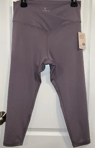 Danskin Women's Crossover Waist Crop Leggings Size LARGE Purple Yoga Pants NWT - Picture 1 of 24