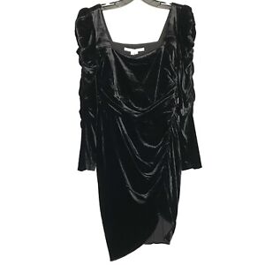 VERONICA BEARD Toki Velvet Long Sleeve Ruched Mini Dress Black (MSRP $698)
