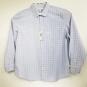 Calvin Klein NWT Mens White Blue Size XL Check Print Button Down Shirt $69 - Picture 1 of 7