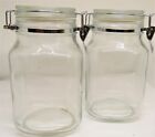 Vintage Clear Glass 2 Qt. Latching Lid Canister.