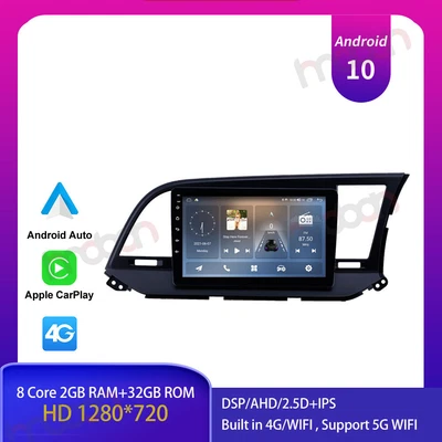 Radio estéreo de coche 9" IPS Android 10 para HYUNDAI Elantra RHD 2015 16 GPS NAVEGACIÓN DSP Foto 1 de 4