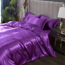  Mulberry Silk Bedding Set with Duvet Cover Bed Sheet Pillowcase Luxury Satin 