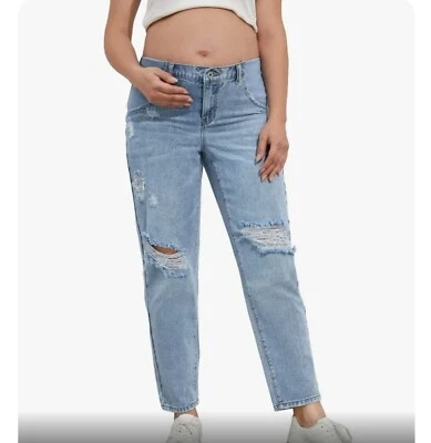 NWOT Maternity Distress Blue Jeans Women's Size XL - Image 1 of 4