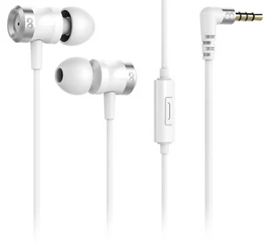 In Ear Alu Kopfhörer Ohrhörer Smartphone MP3 Headset Mikrofon 3,5mm weiß grau - Bild 1 von 5