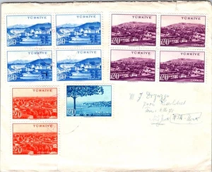 CUBIERTA CORREO AÉREO POSTAL TURQUÍA MULT FRANKING ADDR NUEVA YORK EE. UU. - Imagen 1 de 2