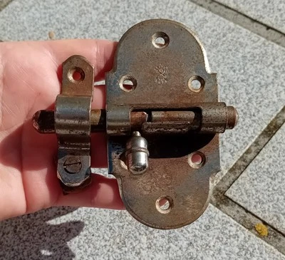 Ancienne Targette / verrou / loquet de porte BREVETE S.G.D.G PARIS métal blanc 2 - Photo 1/4