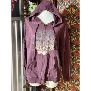 Unity World Wear Damen Hoodie mit Reißverschluss 1X Pflaume Lila Strass - Bild 1 von 3