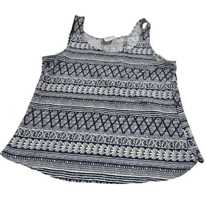 Rainforest Cafe Navy & White Geometric Cross Back Tank Top Size Small - Picture 1 of 7