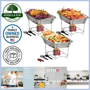 Juego de 3 calentadores de alimentos desechables de aluminio para rozar platos buffet paquete - Imagen 1 de 9