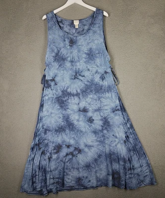Chico's Midi Dress Women's 3/ XL Striped Tie-Dye Casual Beach Resort Vacay Blue - Image 1 of 4