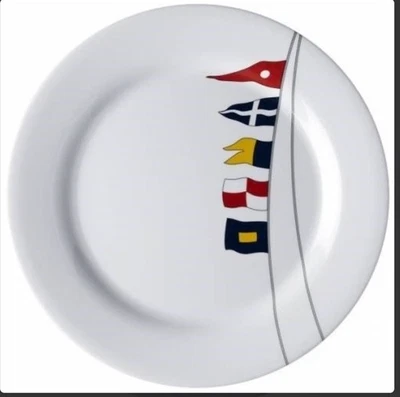 Marine Business Melamine The Regata Non-slip Dinner Plate Set Of 6 Nautical - Image 1 of 4