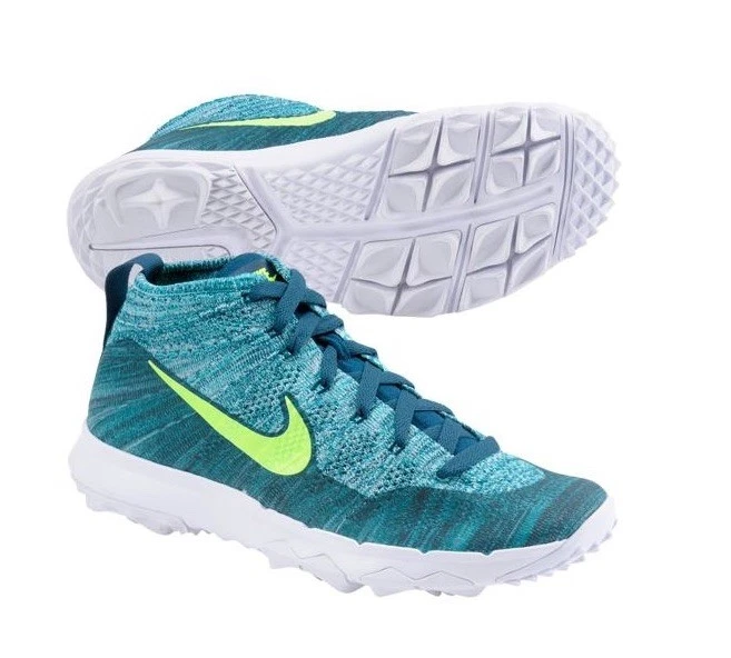 Rare Nike Flyknit Chukka Golf Trainers Shoes Green Spikeless Mens Size 13 Jordan - Image 1 of 4