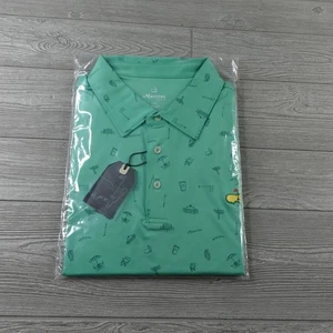 NEU Masters Tech Poloshirt Herren XXL 2XL Grün All Over Print Stretch 2023 Neu mit Etikett - Bild 1 von 7