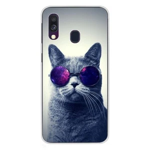 Coque en silicone imprimée compatible Samsung Galaxy A40 Chat à lunette - Photo 1 sur 6