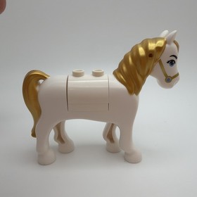 LEGO Disney Princess Cinderella's WHITE HORSE Med Blue Eyes GOLD MANE Tail 41146