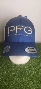 Columbia PFG Malla Snap Back Ganchos Gorra de Bola Corona Alta Azul Fresco y Blanco - Imagen 1 de 4