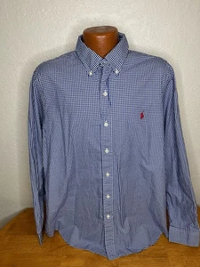 Herren Polo by Ralph Lauren L/S klassisches Hemd mit Knopfleiste Quadrate Extra Large XL - Bild 1 von 5