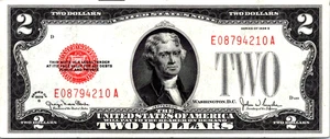 1928-F $2 "RED SEAL" Legal Tender CVF-XF-Fr. 1508 - Picture 1 of 3